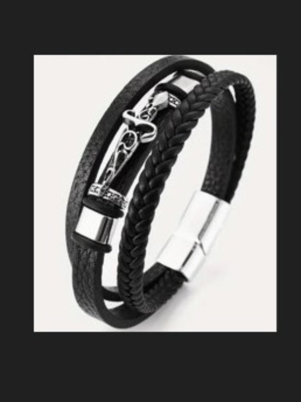 Black and Silver Layered Wrap Bracelet Bohemian Leather Wrap Bracelet
